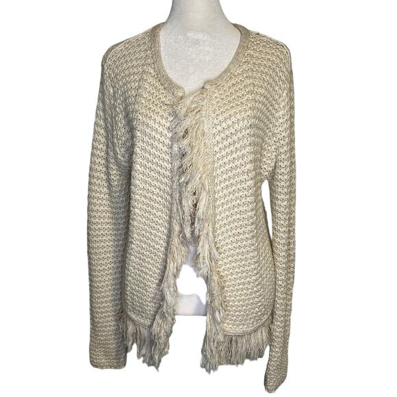 Etcetera Sweaters - Etcetera cream & beige knit open-front cotton cardigan sweater size M